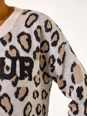 Roman White Amour Animal Print Knit Jumper - Image 5 of 5