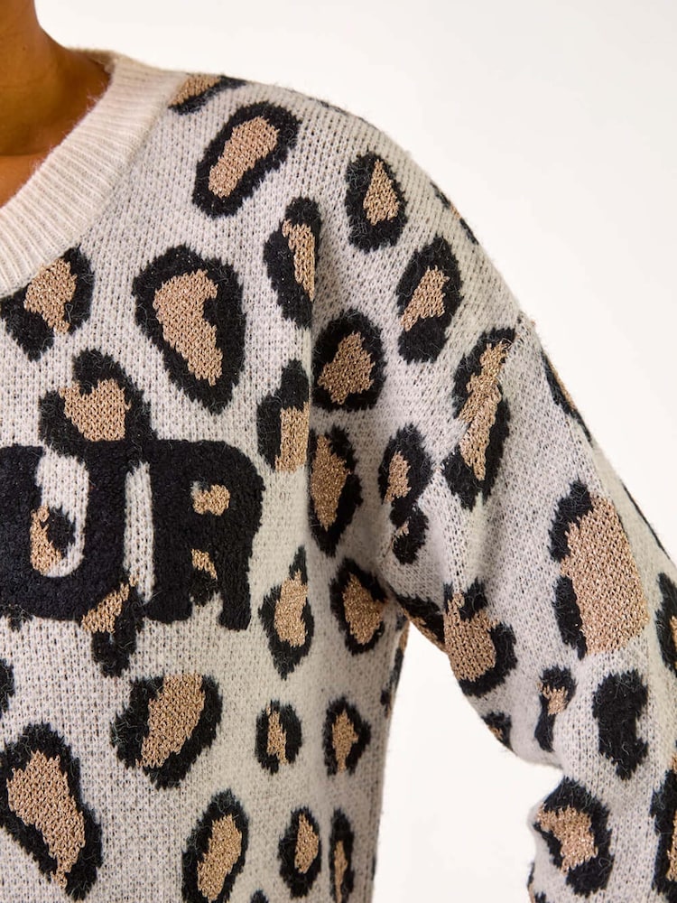 Roman White Amour Animal Print Knit Jumper - Image 5 of 5