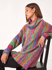 Roman Green Boucle Stripe Cowl Neck Jumper - Image 1 of 5