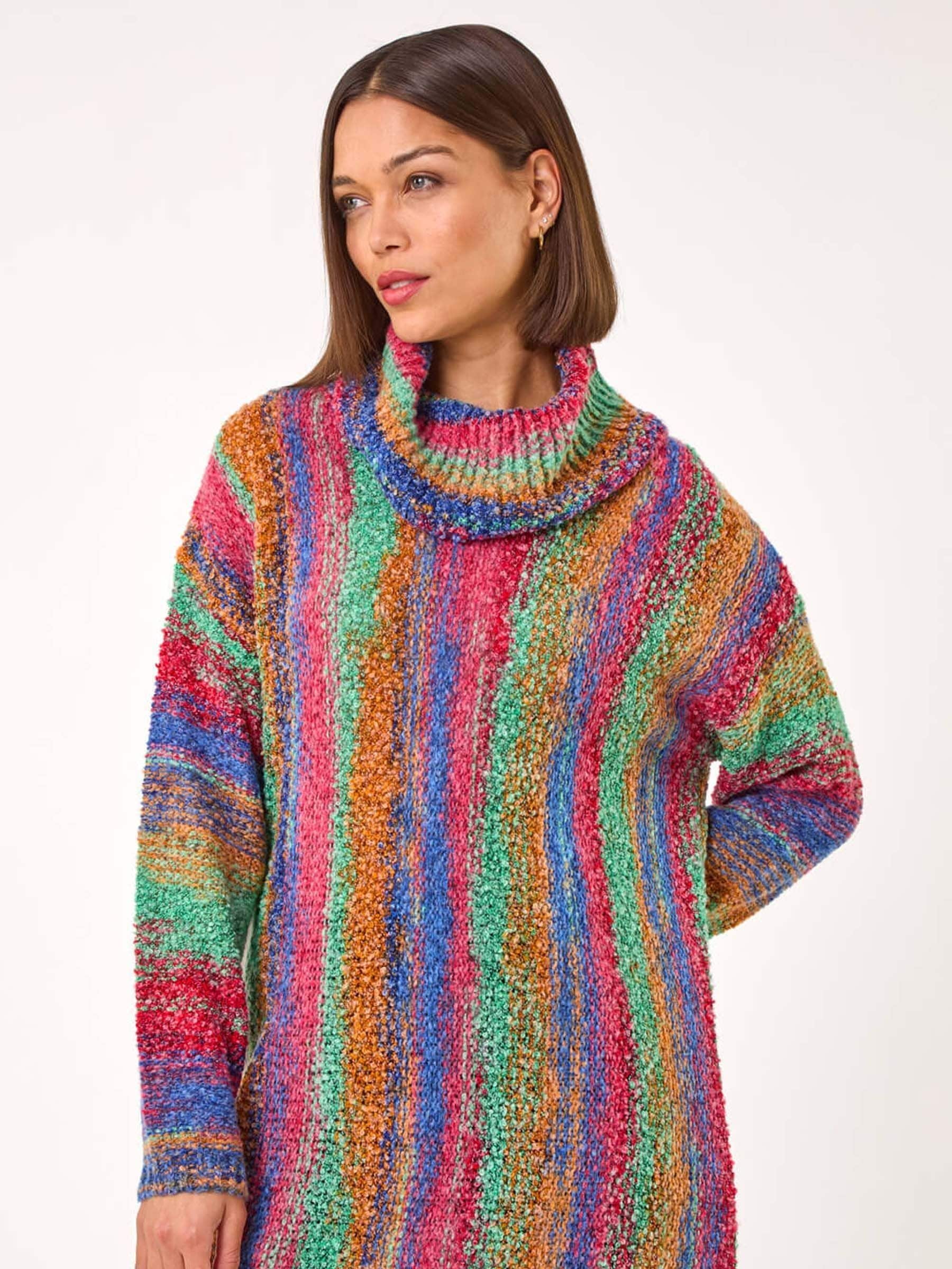 Buy Roman Green Boucle Stripe Cowl Neck Jumper from Next USA