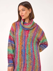Roman Green Boucle Stripe Cowl Neck Jumper - Image 4 of 5