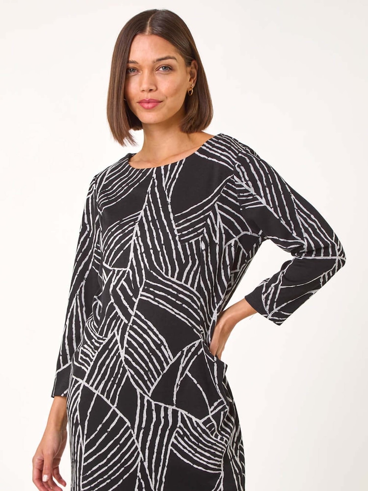Серый - Roman Abstract Print Pocket Detail Tunic Dress - Image 2 of 5