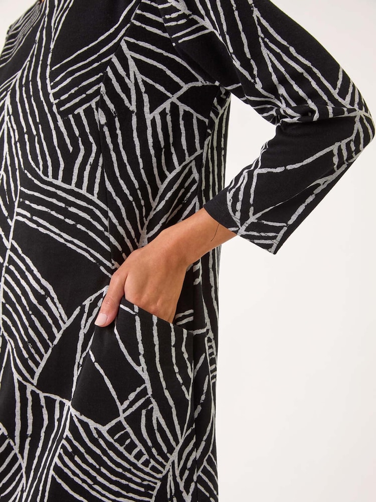 Серый - Roman Abstract Print Pocket Detail Tunic Dress - Image 5 of 5
