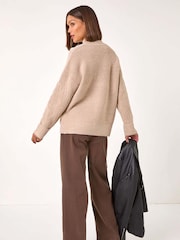 Roman Natural Cable Knit High Neck Jumper - Image 3 of 5