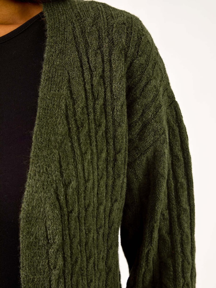 Roman Green Cable Knit Longline Cardigan - Image 5 of 5 Roman Green Cable Knit Longline Cardigan - Image 5 of 5