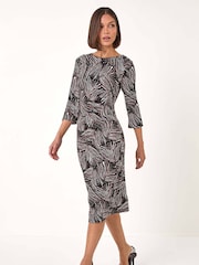 Roman Abstract Print Ruched Stretch Dress - Image 1 of 5