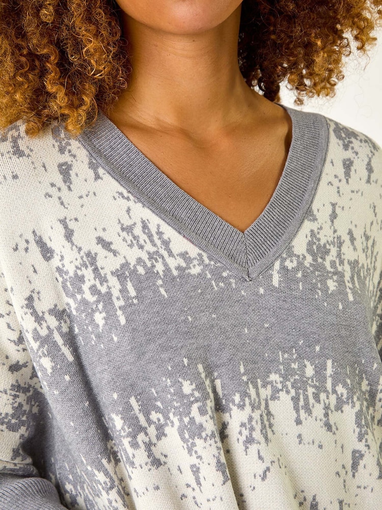 Roman Grey Abstract Stripe Knitted Jumper - Image 5 of 5
