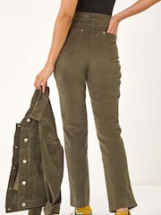 Roman Green Corduroy Straight Stretch Jeans Trousers - Image 3 of 5