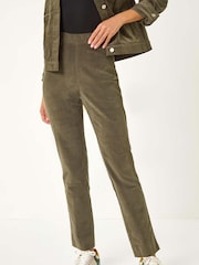 Roman Green Corduroy Straight Stretch Jeans Trousers - Image 4 of 5