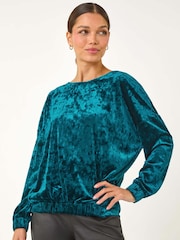 Roman Bubble Hem Velvet Stretch Top - Image 4 of 5
