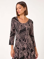 Roman Black Abstract Print Pocket Detail Tunic - Image 3 of 5