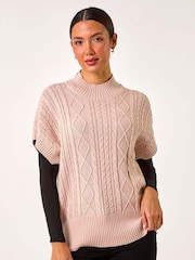 Roman Pink Cable Knit High Neck Vest - Image 2 of 5