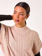 Roman Pink Cable Knit High Neck Vest - Image 4 of 5