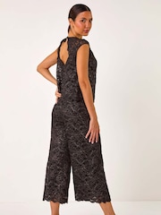 Roman Corded Lace Overlay Jumpsuit - Imagen 3 de 5