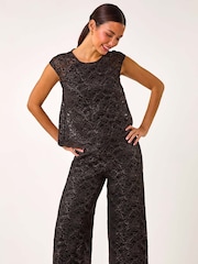 Roman Corded Lace Overlay Jumpsuit - Imagen 4 de 5