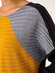 Roman Yellow Colour Block Knit Jumper - Image 5 of 5