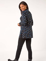 Roman Blue Abstract Print High Neck Tunic Top - Image 3 of 5