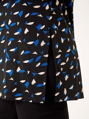 Roman Blue Abstract Print High Neck Tunic Top - Image 5 of 5