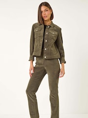 Roman Green Corduroy Pocket Detail Stretch Jacket - Image 1 of 5
