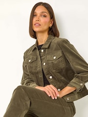 Roman Green Corduroy Pocket Detail Stretch Jacket - Image 2 of 5