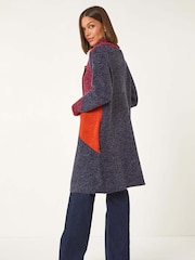 Roman Red Colourblock Button Collar Knit Cardigan - Image 3 of 5