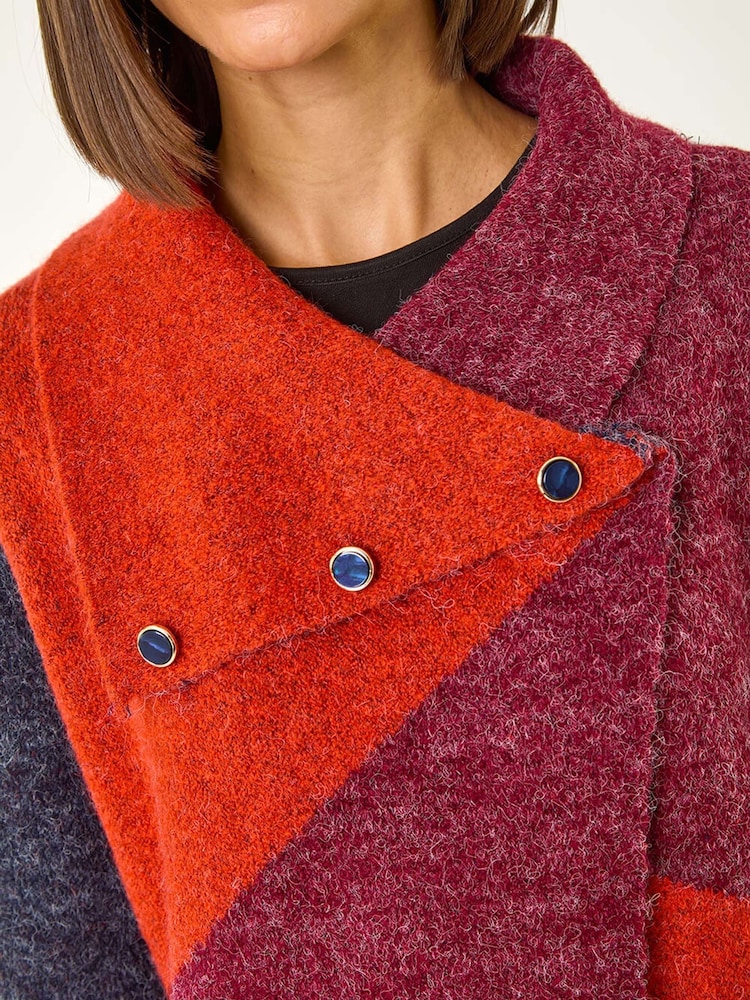 Rojo - Cárdigan de punto con cuello con botones y diseño de bloques de colores - Imagen 5 de 5 Rojo - Cárdigan de punto con cuello con botones y diseño de bloques de colores - Imagen 5 de 5