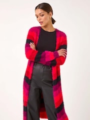 Roman Red Chevy Eyelash Knit Cardigan - Image 3 of 5