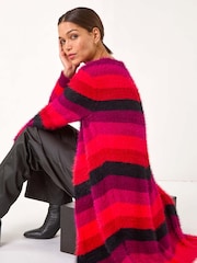 Roman Red Chevy Eyelash Knit Cardigan - Image 4 of 5