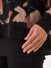 Roman Natural Floral Mesh Overlay Stretch Top - Image 5 of 5