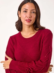 Roman Red Diamond Stitch Detail Knit Jumper - Image 1 of 5