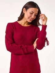 Roman Red Diamond Stitch Detail Knit Jumper - Image 2 of 5