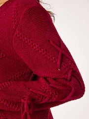 Roman Red Diamond Stitch Detail Knit Jumper - Image 5 of 5