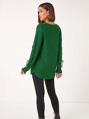 Roman Green Diamond Stitch Detail Knit Jumper - Image 3 of 5