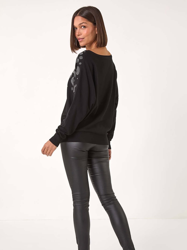 Roman Black Animal Print Hotfix Detail Jumper - Image 2 of 5