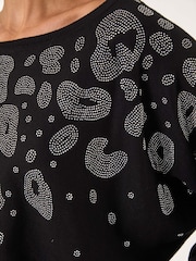 Roman Black Animal Print Hotfix Detail Jumper - Image 5 of 5