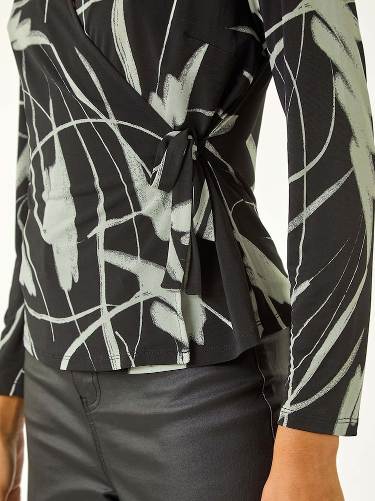 Roman Abstract Print Tie Side Shirt - Imagen 9 de 9
