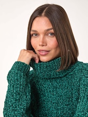 Roman Green Cowl Neck Chenille Knit Jumper - Image 1 of 5