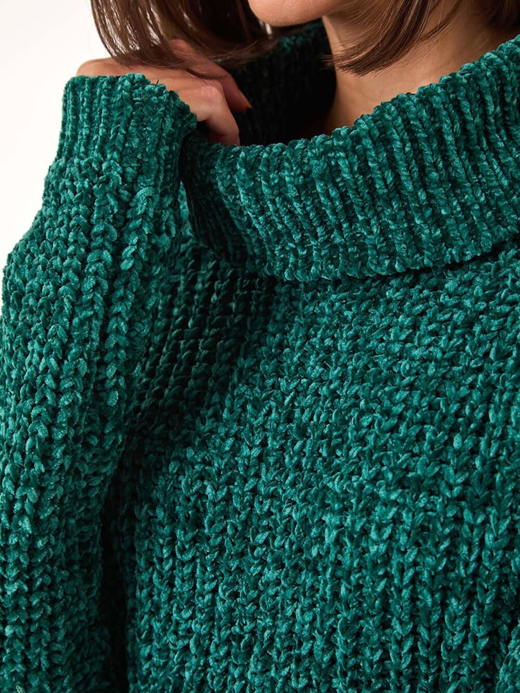Roman Green Cowl Neck Chenille Knit Jumper - Image 5 of 5