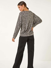 Roman Natural Animal Print Banded Hem Top - Image 3 of 5