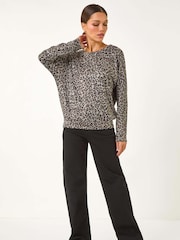 Roman Natural Animal Print Banded Hem Top - Image 4 of 5