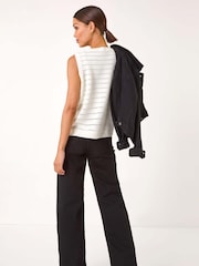 Roman White Floral Print Knit Top - Image 3 of 5