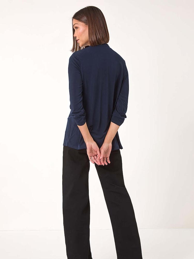 Azul - Blusa de punto con volantes en el cuello de Roman - Imagen 3 de 3 Azul - Blusa de punto con volantes en el cuello de Roman - Imagen 3 de 3