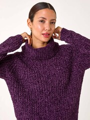 Roman Purple Cowl Neck Chenille Knit Jumper - Image 2 of 5