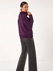 Roman Purple Cowl Neck Chenille Knit Jumper - Image 3 of 5