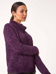 Roman Purple Cowl Neck Chenille Knit Jumper - Image 4 of 5