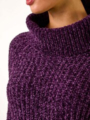 Roman Purple Cowl Neck Chenille Knit Jumper - Image 5 of 5