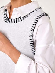 Roman Grey Contrast Stitch Knit Top - Image 5 of 5
