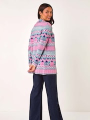 Roman Pink Chevron Pattern Longline Cardigan - Image 3 of 5