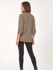 Roman Black Diamond Print Pintuck Pleat Shirt - Image 3 of 5