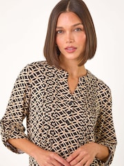 Roman Black Diamond Print Pintuck Pleat Shirt - Image 4 of 5